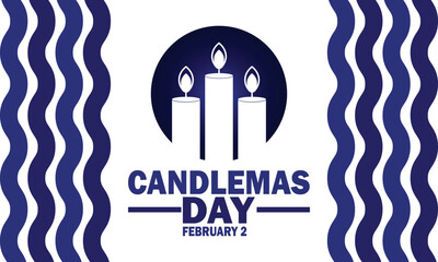 Candlemas Day. February 2. Holiday concept. Template for background, banner, card, poster with text inscription. Vector illustration