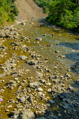Fototapeta premium reservoirs in the village that are experiencing a receding period due to the dry season 