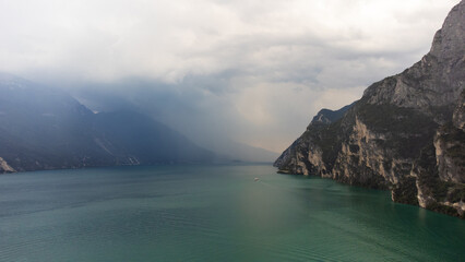 beautiful aerial view of Garda lake in Italy