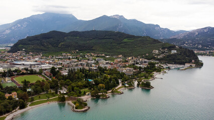 Fototapeta na wymiar beautiful aerial view of italian town Riva del Garda