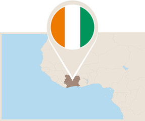 Naklejka premium Map and flag of Ivory Coast