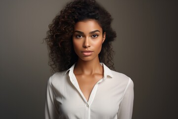 White Shirt Mockup With African American Female Model