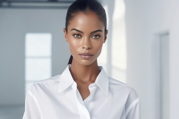 White Shirt Mockup With African American Female Model