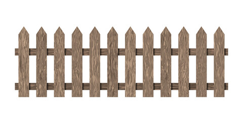 Brown wood picket fence repeat isolated png