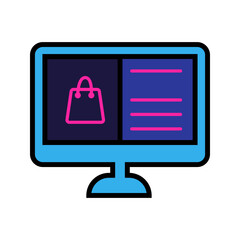 Online Store Colored Outline Style in Design Icon
