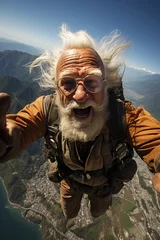 Tuinposter senior man base jumping © 22Imagesstudio