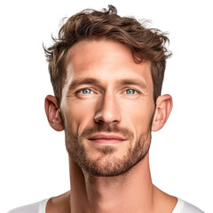 Fototapeta premium Model man, skin care concept, isolated on white or transparent background. AI Generated.