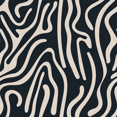 Abstract, wavy line pattern in a crisp monochrome palette, creating a minimalistic yet organic art for background use