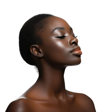 Afro woman, skin care concept, isolated on white or transparent background. AI Generated.