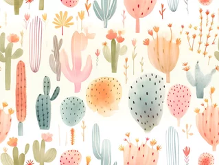 Meubelstickers Cactus in watercolor Seamless Pattern © Brian Carter