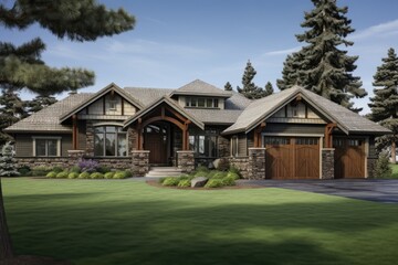 Craftsman Style Home With Three Car Garage And Elegant Doors