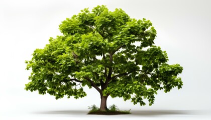 tree isolated on white background. Luscious green tree isolated with shadow. Nature. Green tree. Tree