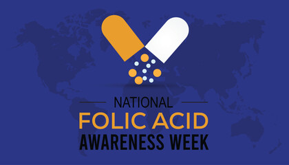 Vector illustration on the theme of National Folic Acid awareness week observed each year during January.banner, Holiday, poster, card and background design.