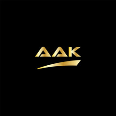 AAK initial letter logo on black background with gold color. modern font, minimal, 3 letter logo, clean, eps file for website, business, corporate company. Modern logo templet in illustrator.