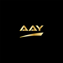 AAY initial letter logo on black background with gold color. modern font, minimal, 3 letter logo, clean, eps file for website, business, corporate company. Modern logo templet in illustrator.