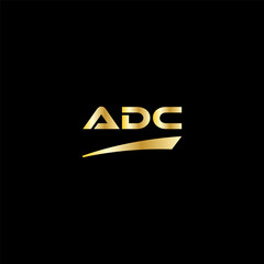 ADC initial letter logo on black background with gold color. modern font, minimal, 3 letter logo, clean, eps file for website, business, corporate company. Modern logo templet in illustrator.