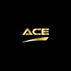 ACE initial letter logo on black background with gold color. modern font, minimal, 3 letter logo, clean, eps file for website, business, corporate company. Modern logo templet in illustrator.