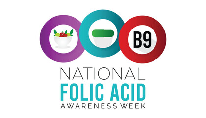 Vector illustration on the theme of National Folic Acid awareness week observed each year during January.banner, Holiday, poster, card and background design.