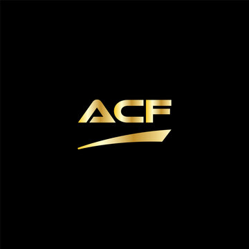 ACF initial letter logo on black background with gold color. modern font, minimal, 3 letter logo, clean, eps file for website, business, corporate company. Modern logo templet in illustrator.