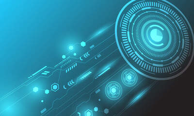 blue circle circuit lines networking hight technology abstract background