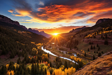 colorado mountain vista in autumn with golden aspens