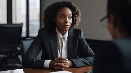 Portrait of a businesswoman in an interview, created with generative A