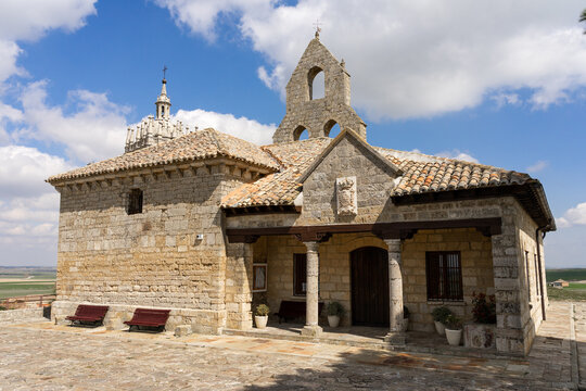 Pilgrim Hospital church of Tamara de Campos in a sunny day, Palencia, Castilla y Leon, Spain