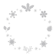 雪のクリスマスフレーム　雪の結晶　ベクター