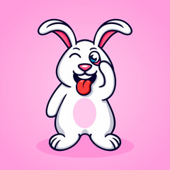 cartoon rabbit mocking ,fun, funny, cute, cool.