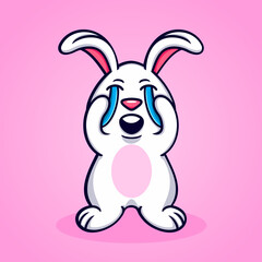 cartoon rabbit crying, fun, funny, cute, cool.