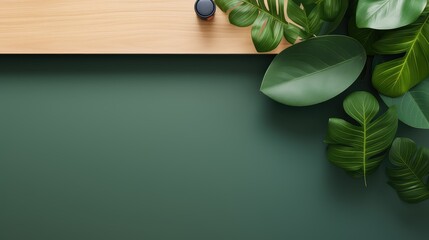 table overhead desk leaf top view illustration green design, above flower, lay flatlay table overhead desk leaf top view