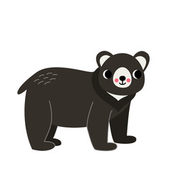 Vector illustration of cute black bear isolated on white background.
