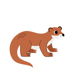 Vector illustration of cute brown otter isolated on white background.