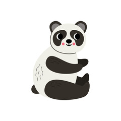 Vector illustration of cute big panda isolated on white background.