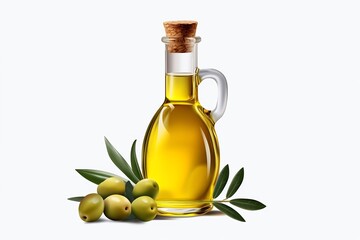 Generative AI : oil glass bottle isolated on white with clipping path