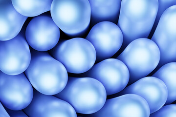 3d illustration of  blue   tubes. Set of shapes on monocrome background, pattern. Geometry  background