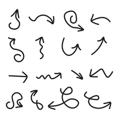Isolated vector set arrows drawn by hand