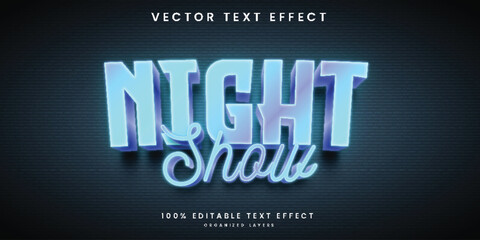 NIght show 3d text effect in night club style