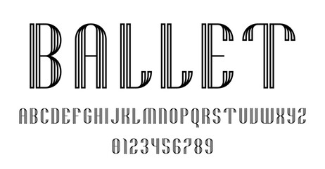 Set of alphabets font letters and numbers modern abstract design with lines vector illustration
