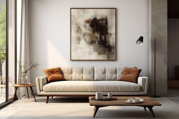 Generative AI : Modern living room with grey couch