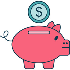 Piggy Bank Icon Flat Illustration
