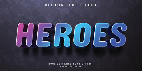 Editable colorful  gradient 3d text effect in cartoon style