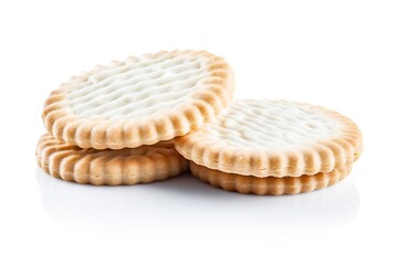 Fototapeta na wymiar Generative AI : White biscuits isolated on transparent or white background.