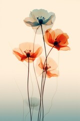 poppies on a blue background