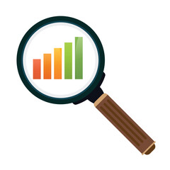 Graphic chart magnifier glass isolated on white background perfect for business analytic illustration