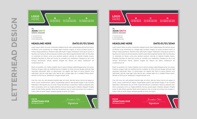 Modern corporate clean and professional business letterhead template design with color variation and bundle