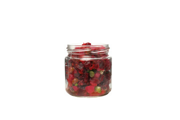 PNG, Salad vinaigrette in glass jar, isolated on white background