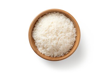 Fototapeta na wymiar Generative AI : White rice in a wooden bowl isolated on transparent or white background