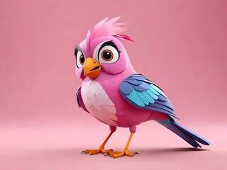 Parrot on vivid pink background with copy space