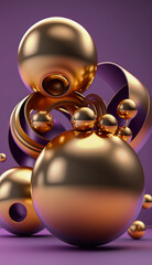 gold spheres on a purple background